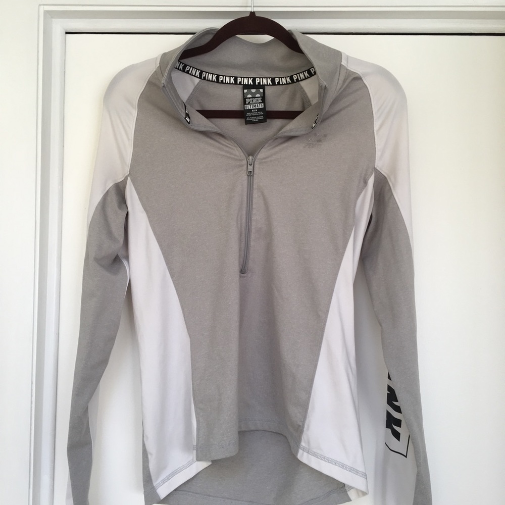 PINK half zip gray and white pullover jacket